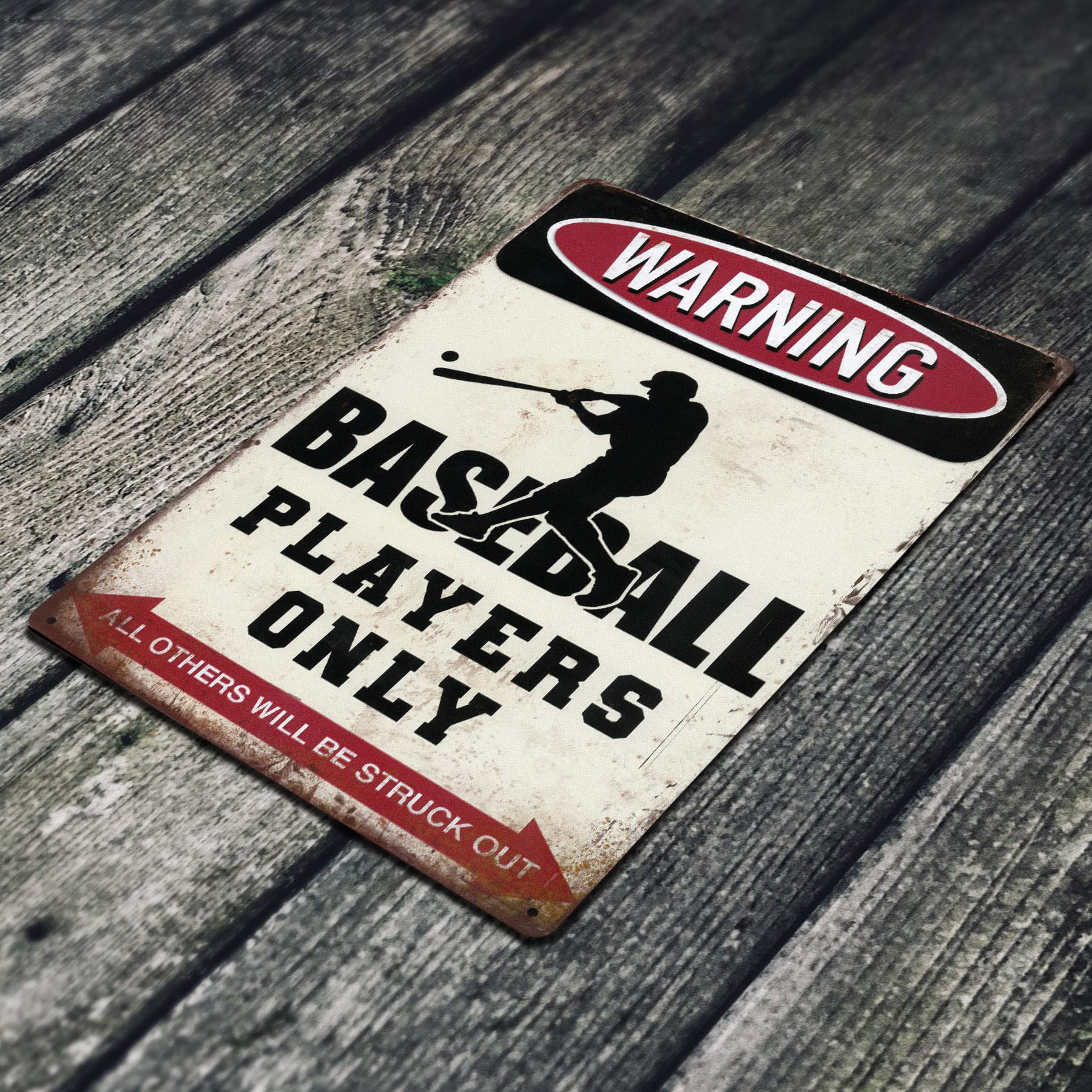 Cartello In Metallo Retrò 20x30 Cm Con Scritta "Baseball Players Only" - Decorazione Da Parete Per Garage, Bar E Man Cave