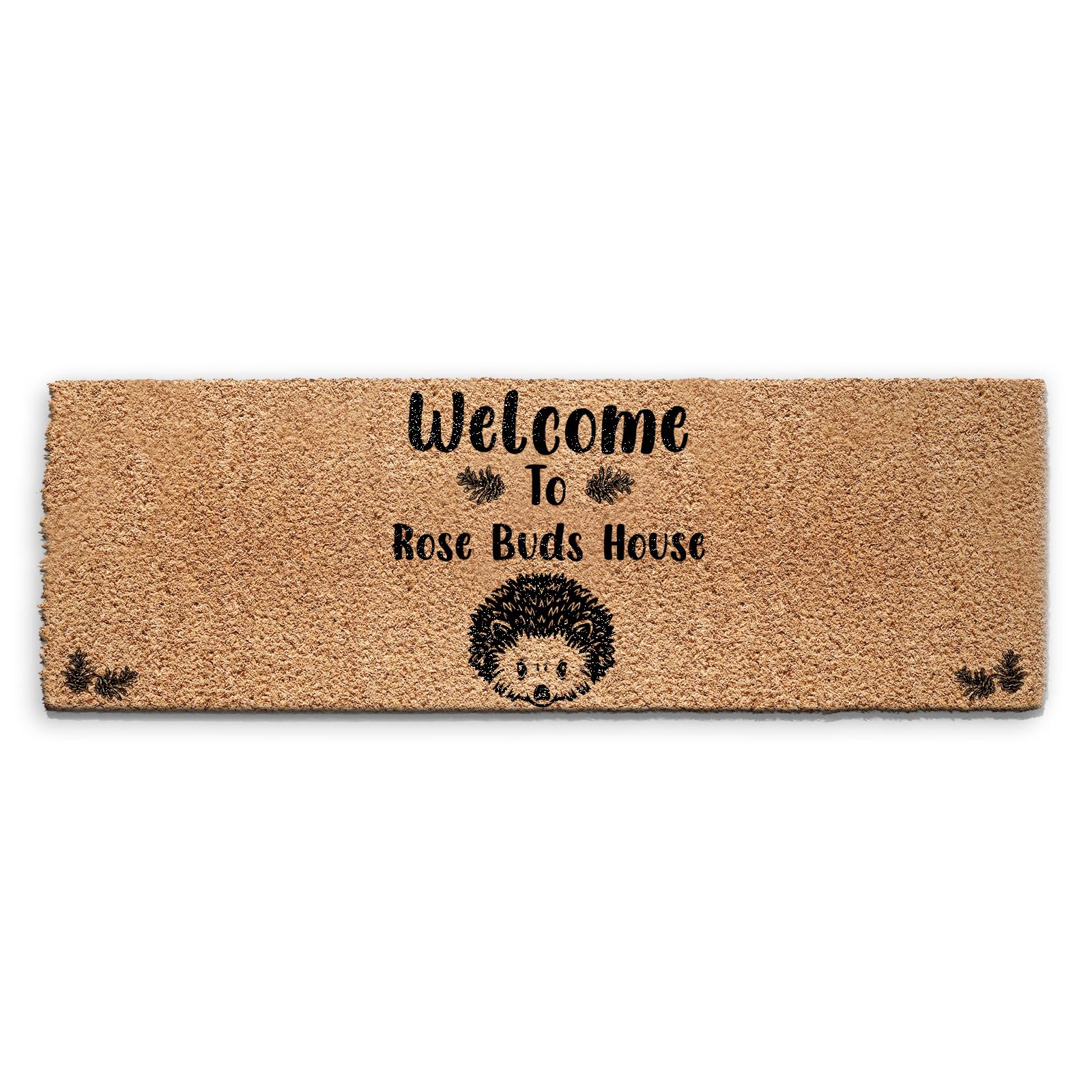 Hairyworm Personalised Doormat (60cm x 180cm) Medium, Customise with Name, Hedgehog, Text, Coconut Core Fibre Heavy Duty Mat, Rug, Name Hedgehog Indoor Natural Coir Ultra Wide Doormat