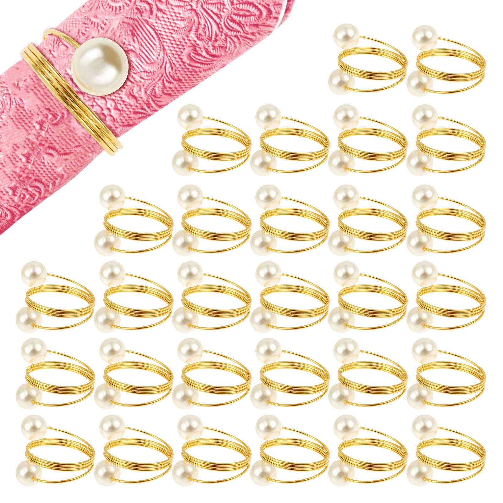 Foppla 30Pcs Napkin Rings,Reusable Alloy Table Napkin Holder Buckle Elegant Decorative Round Dinner Serviette Buckles for Wedding Birthday