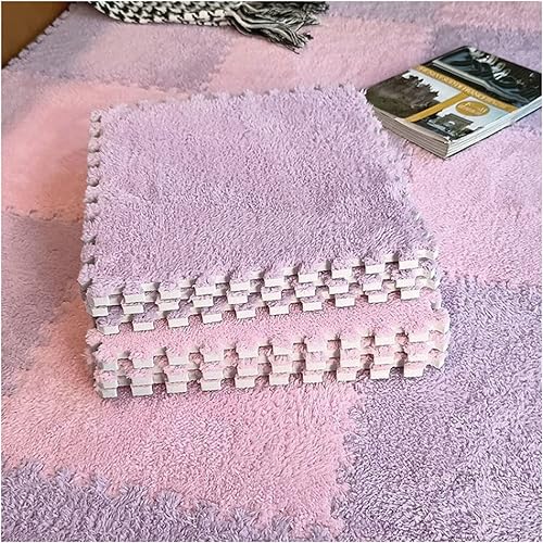 10 tapetes de espuma de rompecabezas de felpa, entrelazados, suaves y antideslizantes, tapete de espuma para gimnasio en casa, 12 x 12 pulgadas1 x 1