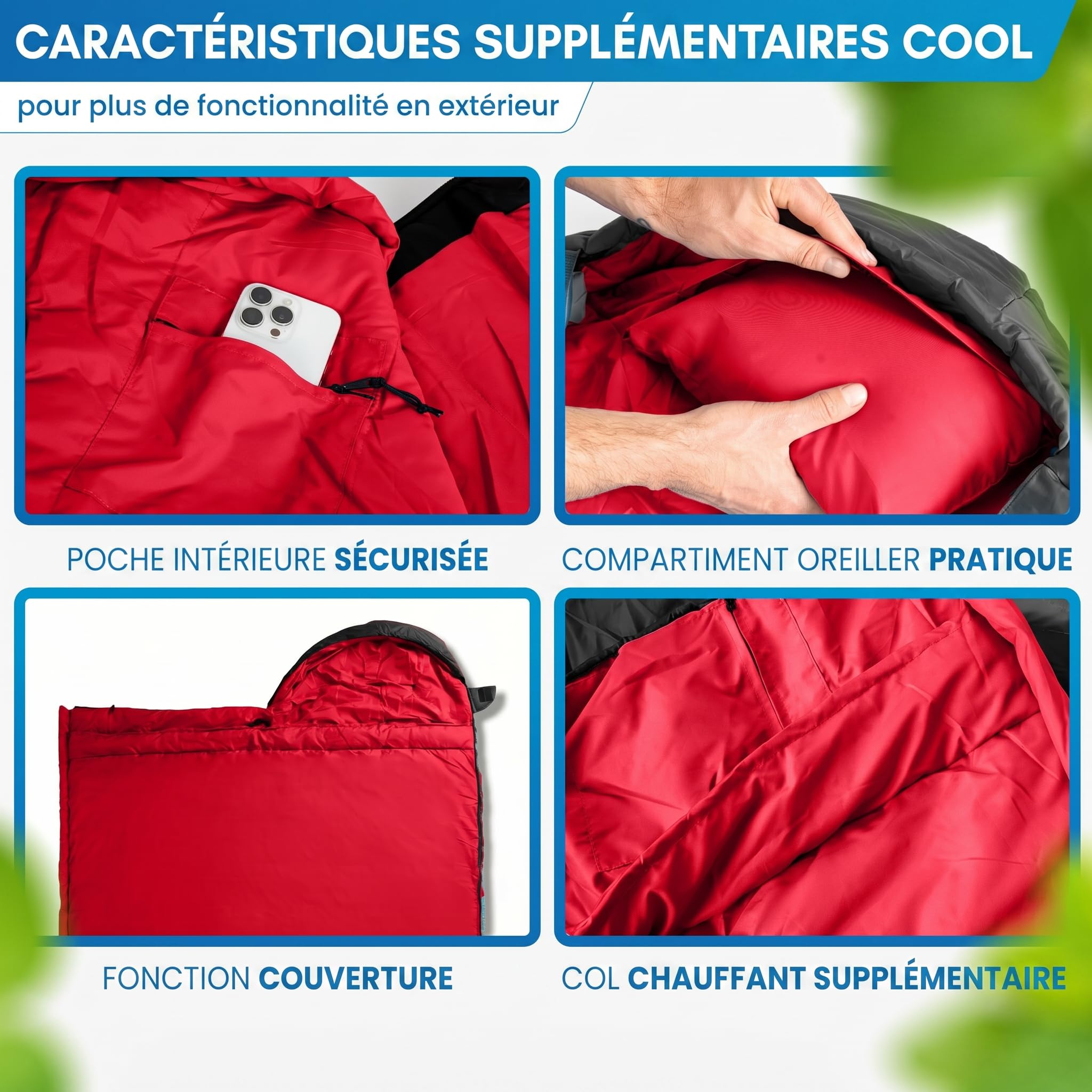 NORDMUT® Sac de Couchage Couverture Adulte avec Fermeture éclair YKK à Double Sens – Format Compact & ultraléger 1600 g – 3 Saisons (250 GSM) – Sac de Couchage pour Camping, Outdoor & Festivals