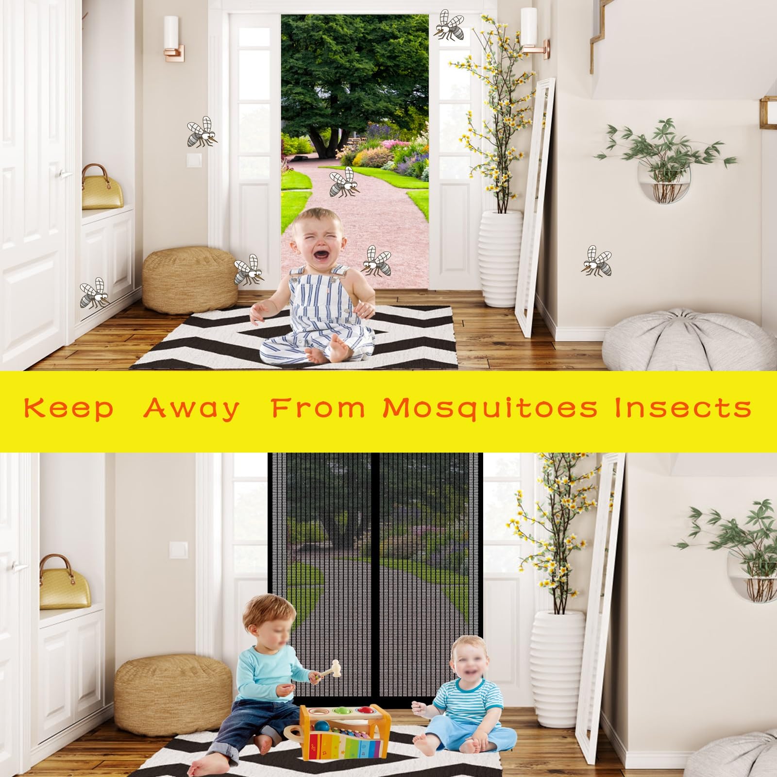 Moustiquaire Porte Magnétique, 150 X 270 Cm Moustiquaire Aimantée Porte