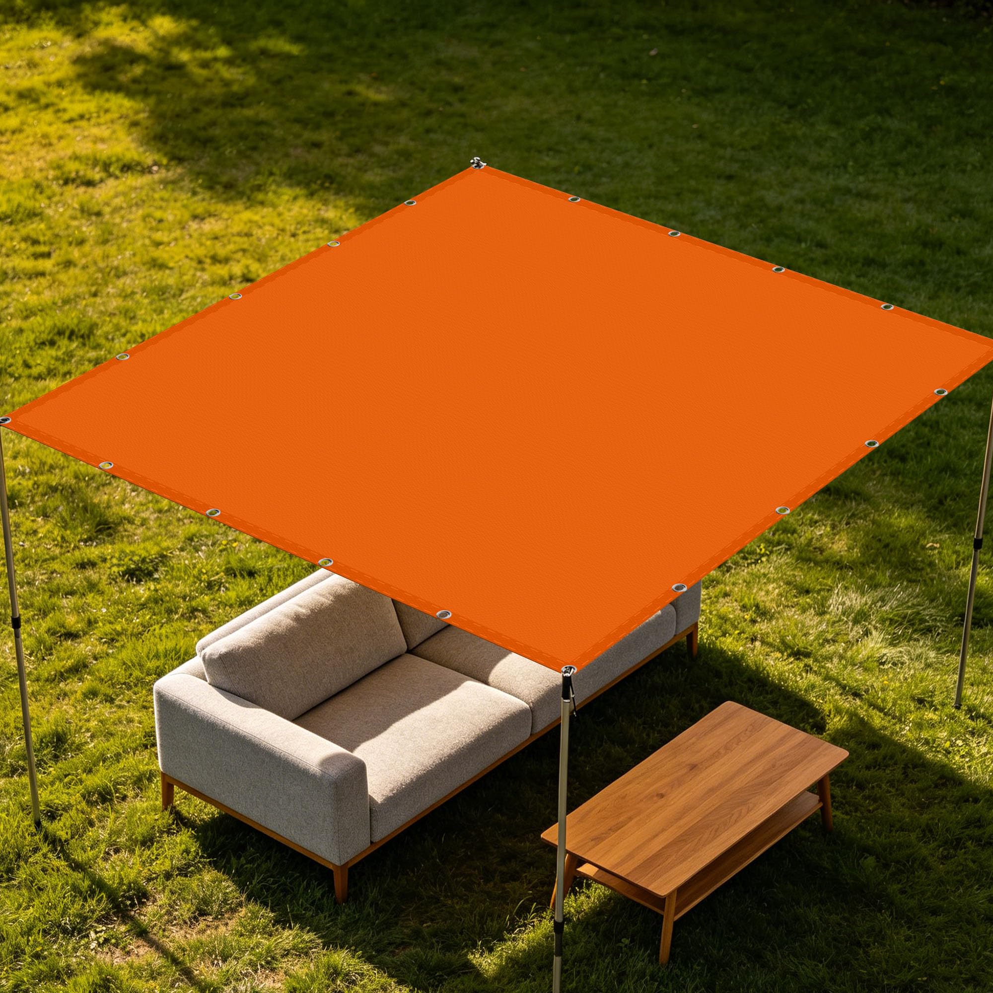 Toile d'ombrage rectangulaire 3.5x5m orange imperméable pour terrasse
