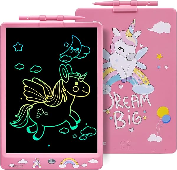 DYNASONIC (DYNA-PM Licorne) Tablette d'écriture pour enfants 10 pouces, Tablette de dessin LCD Tableau blanc magnétique Jouet Dinosaure pour enfants Cadeau 2 3 3 4 5 6 7 8 ans - 1