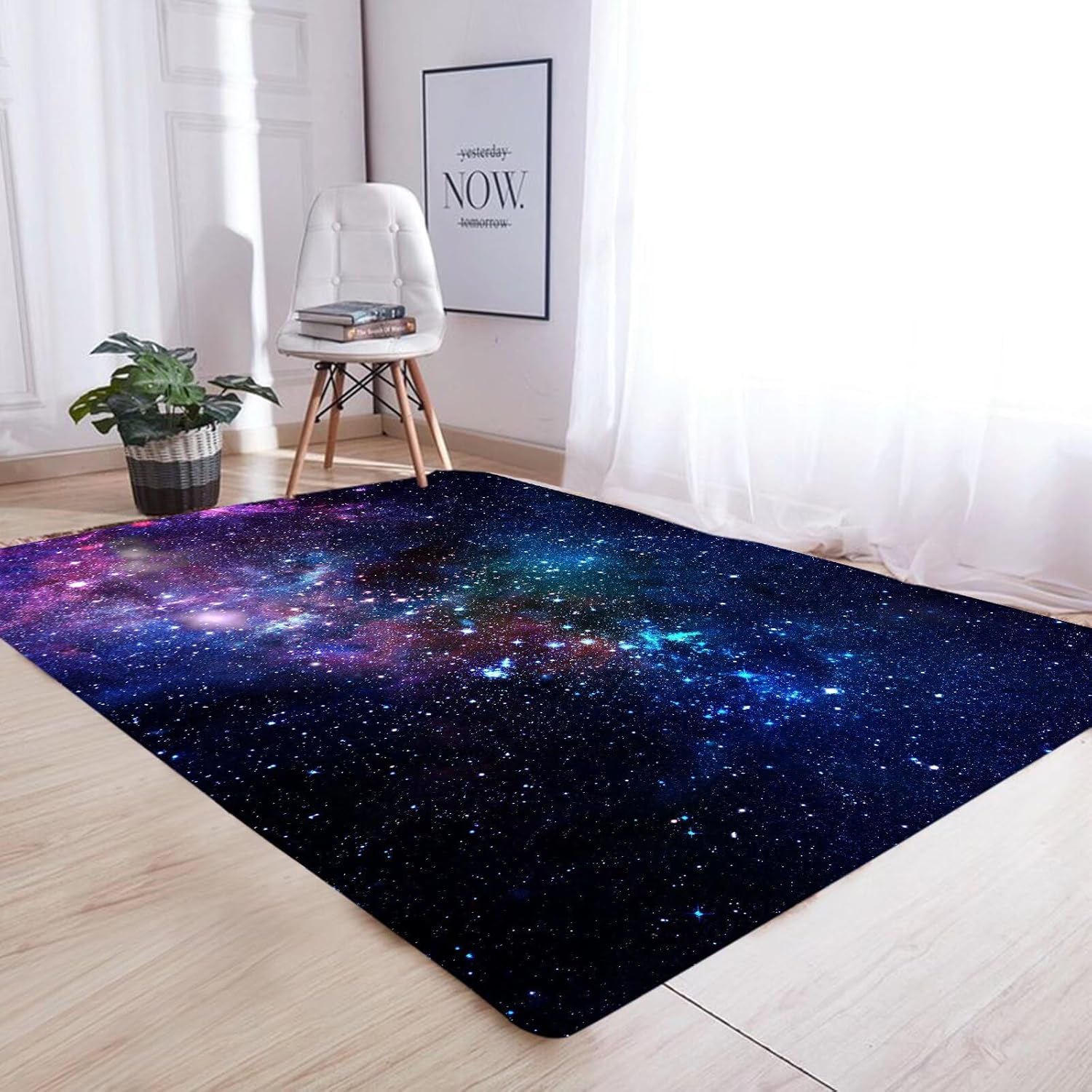kxry 5 * 7 Feet Galaxy Soft Area Rugs for Kids Girls Boys Blue and Purple Outer Space Starry Sky Universe Floor Carpet for Living Room Bedroom Dorms Nursery Rooms Home Decor Aesthetic Multi1 7' x 5' (Rectangular)