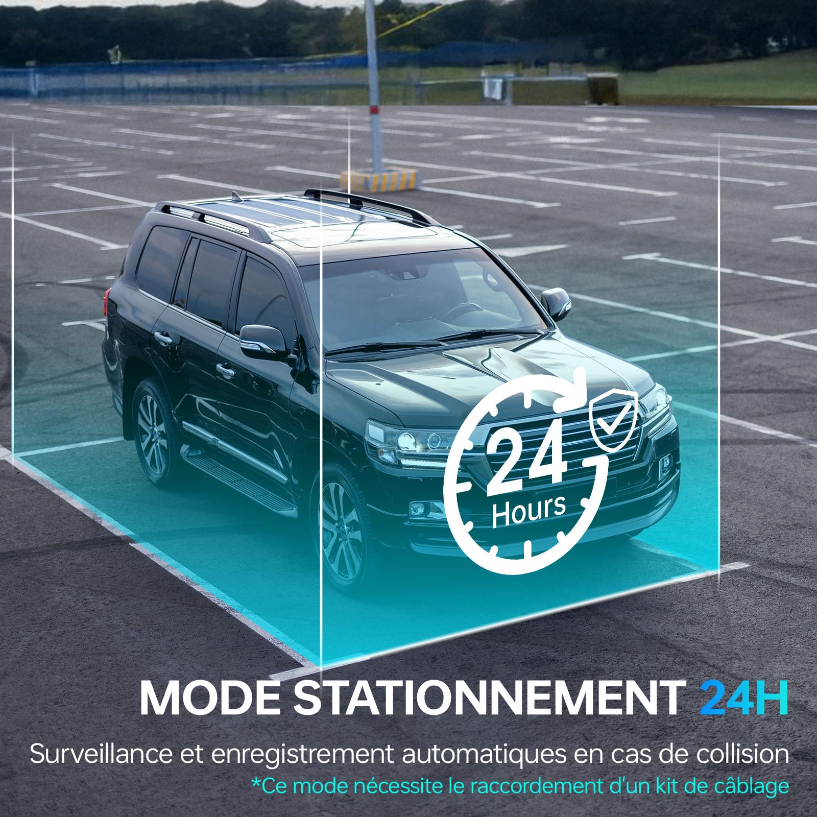 Caméra Embarquée Voiture 2.5K QHD Avant/Arrière - Double Objectif, Écran IPS 3,39 - Grand Angle 160°, Vision Nocturne, Mode Parking 24h/24 (Argenté Gris)