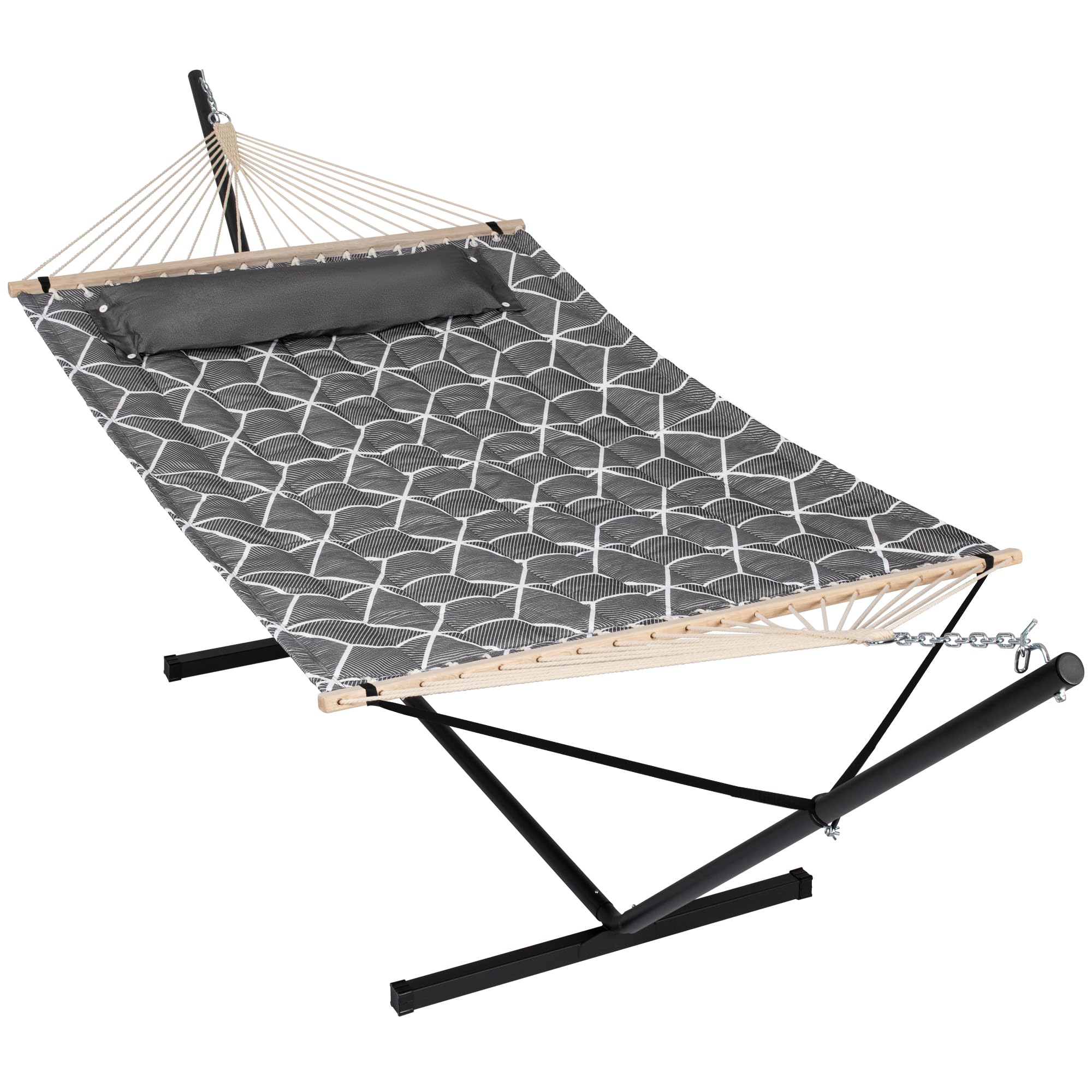 ANOW Double Hammock with Stand Included, 2 Person Hammock with Stand for Outside, 450 LBS Weight Capacity, Gray Cube