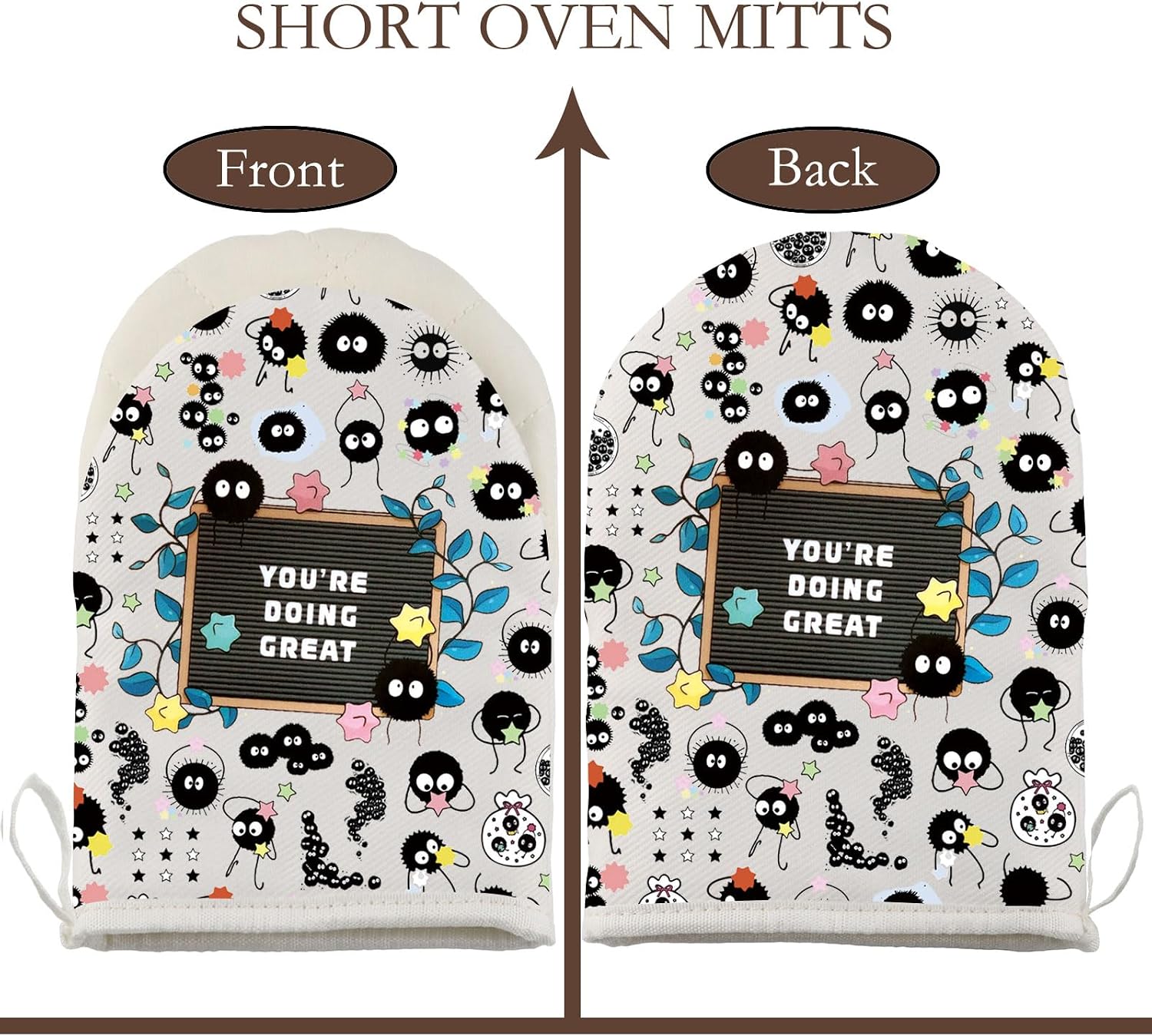 WCGXKO Japan Anime Inspired Baking Short Oven Mitt Animated Themed Kitchen Gloves for Fans (Doing Great G)