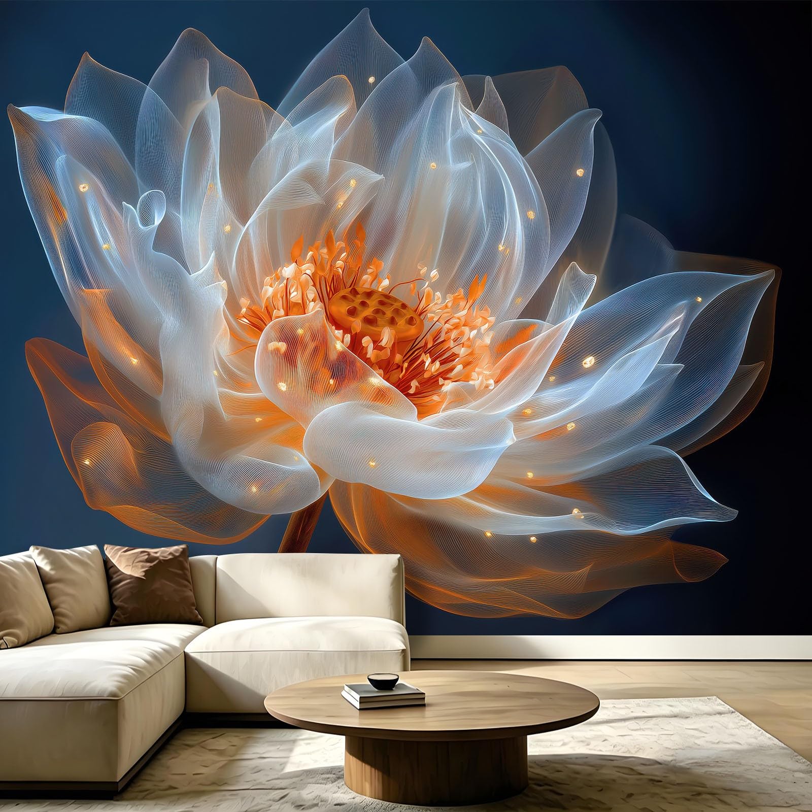 Papier Peint Panoramique Lotus pour une Ambiance Spa en Salon de Beauté