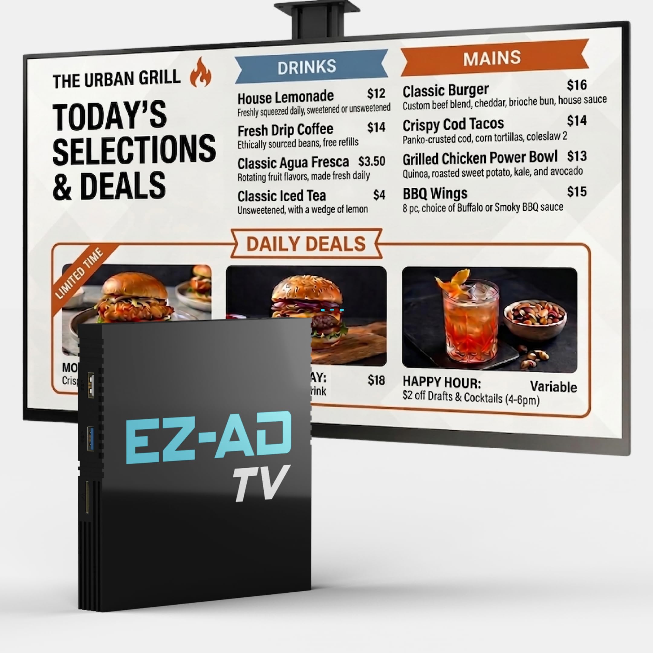 – EZ-AD TV Digital Signage Player, Digital Signage 4k Player Kit, Auto-Post Content, Cloud-Controlled, Add Your PowerPoint Presentation, Free Plan & Mobile App, Thousands of Templates