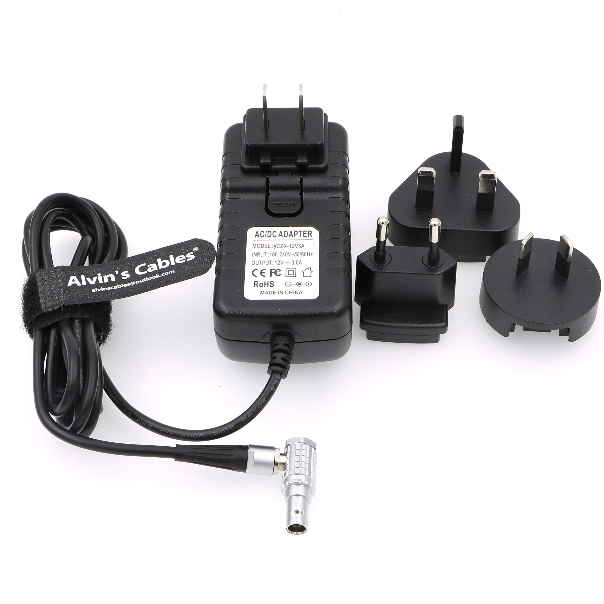 Alvin's Cables Teradek zasilacz kabel konwerter kąt prosty 2 styki na uniwersalny AC z amerykańską wtyczką EU EU do Z Cam E2 flagowy Teradek Cube Hollyland Cosmo 600