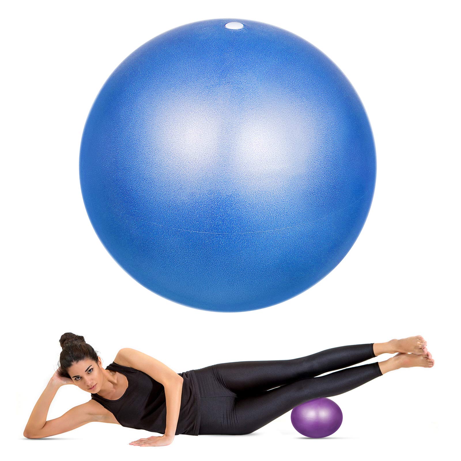 Piłka do pilatesu, 2 szt., 25 cm, mała piłka do ćwiczeń, mini miękka piłka do pilatesu, fitnessu, idealna do pilatesu, jogi, treningu podstawowego i fizjoterapii (fioletowa i niebieska)