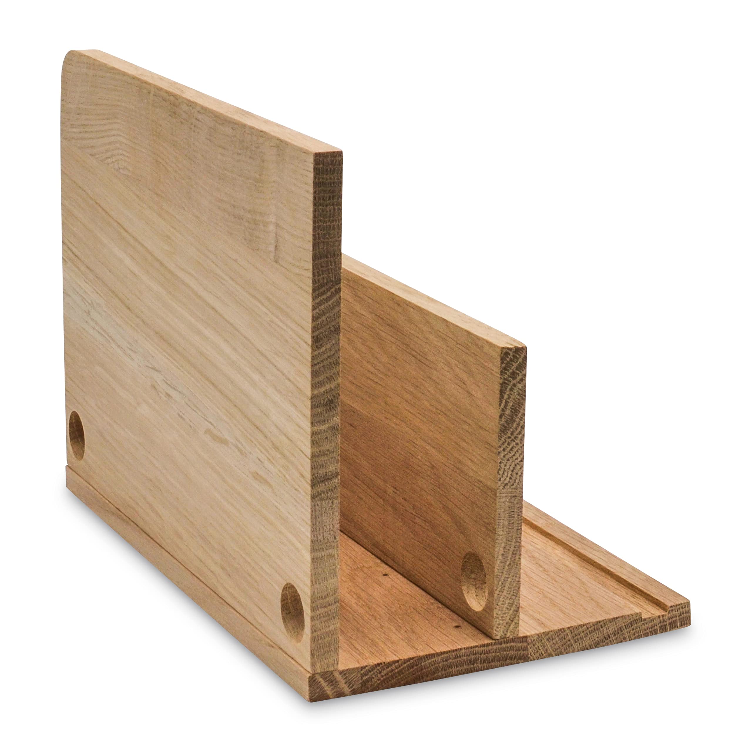 Briefablage Schreibtisch Organizer - Maestro - Tablet & Smartphone Ladestation Handy Briefhalter aus Holz (Eiche unbehandelt)