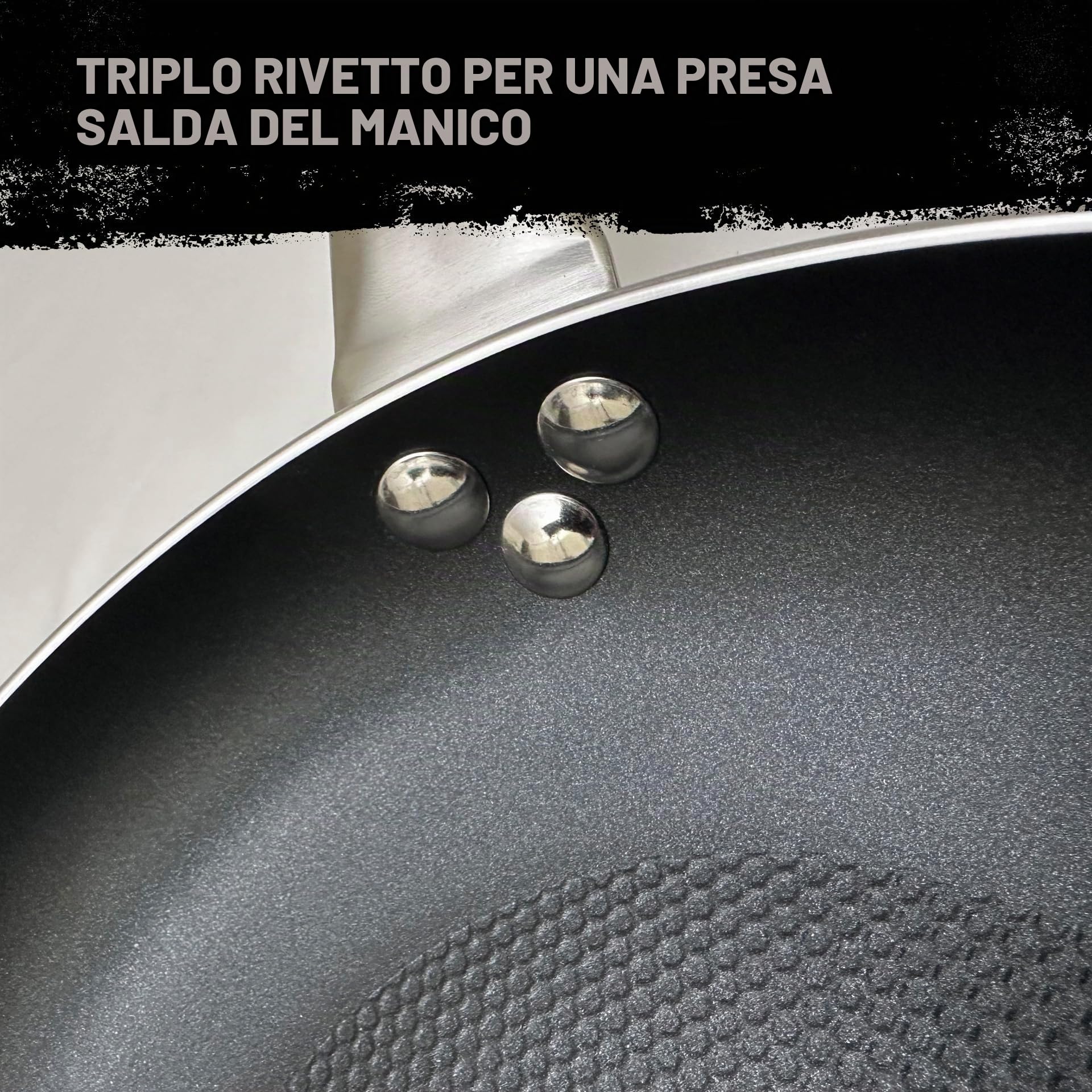 FMProfessional Set di 3 padelle professionali 20/24/24 cm profonda, in alluminio leggero e resistente, adatte per induzione e tutti i tipi di cucine, antiaderente doppio strato, struttura a nido d'ape