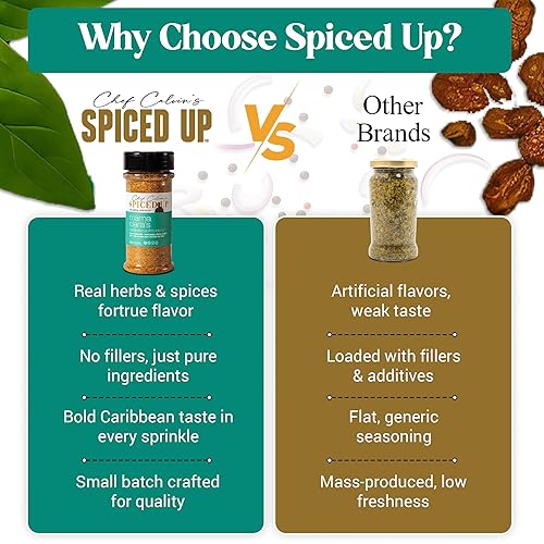 Miniatura 8 de Spiced Up by Chef Calvin - Condimento multiusos con hierbas y especias naturales, mezcla de chefs de condimento de sofrito caribeño para sopas,