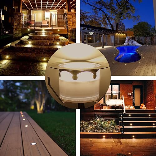 Miniatura 5 de Kits de luces LED empotrables para terraza, elige el tamaño 1.78 pulgadas, paquete de 12 luces de escalón en tierra, iluminación LED de paisaje al