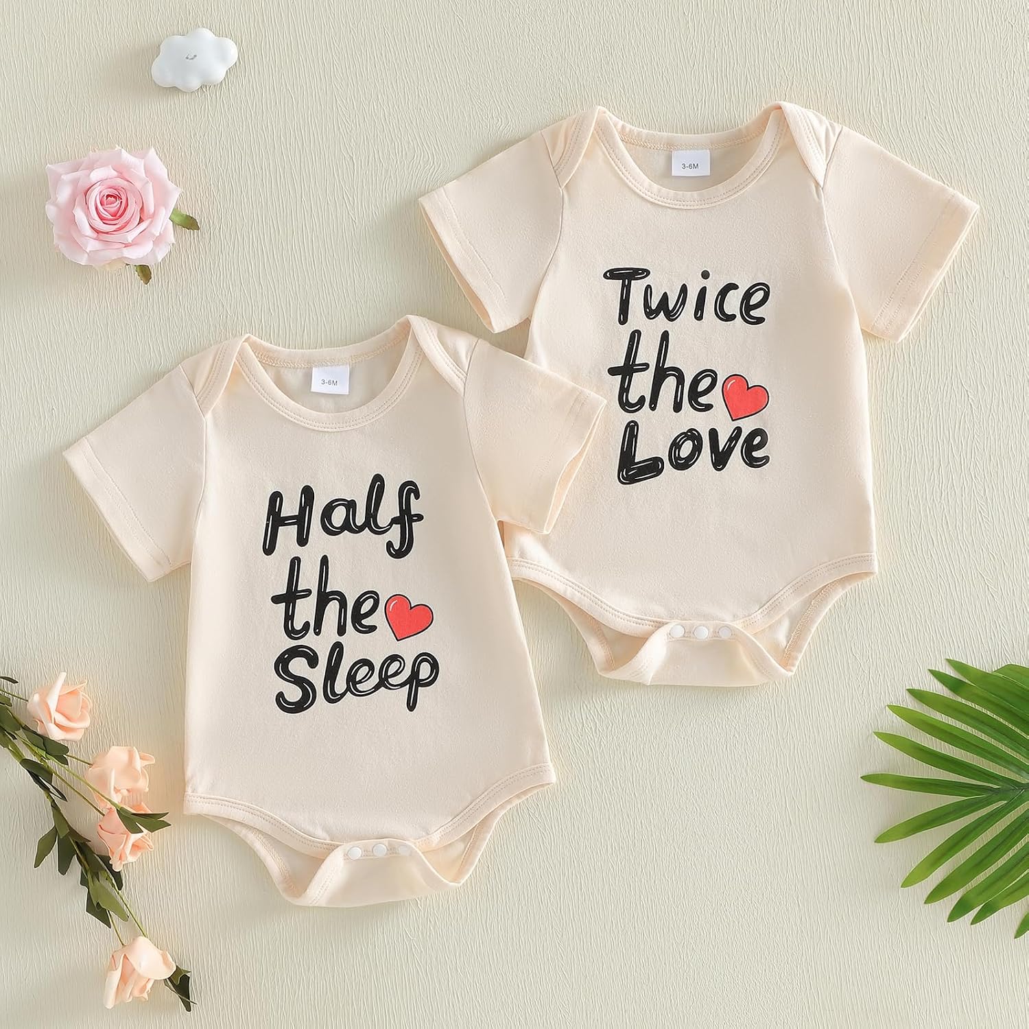 Newborn Baby Boy Girl Twins Matching Outfits Short Sleeve Romper Summer Bodysuit Shirt