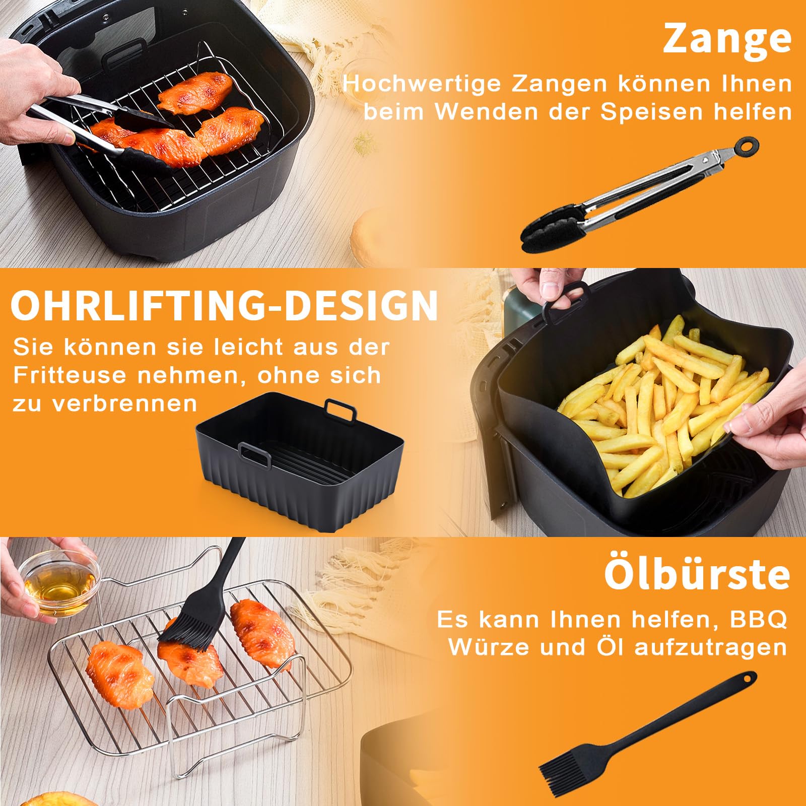 Zestaw akcesoriów do Airfryer Ninja Foodi AF300EU AF400EU, hunnycook 10 szt. Airfryer do Airfryer 7,6 l / 9,5 l Ninja Dual Airfryer, w zestawie akcesoria do Airfryer, forma silikonowa, stojaki i