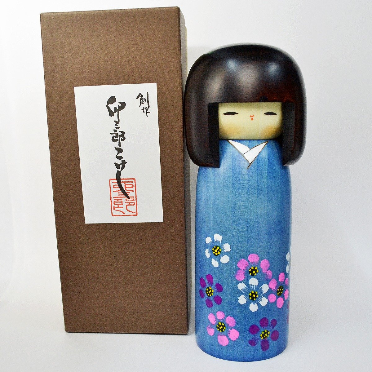Usaburo Blue Sosaku Kokeshi Doll Cosmos Made In Japan