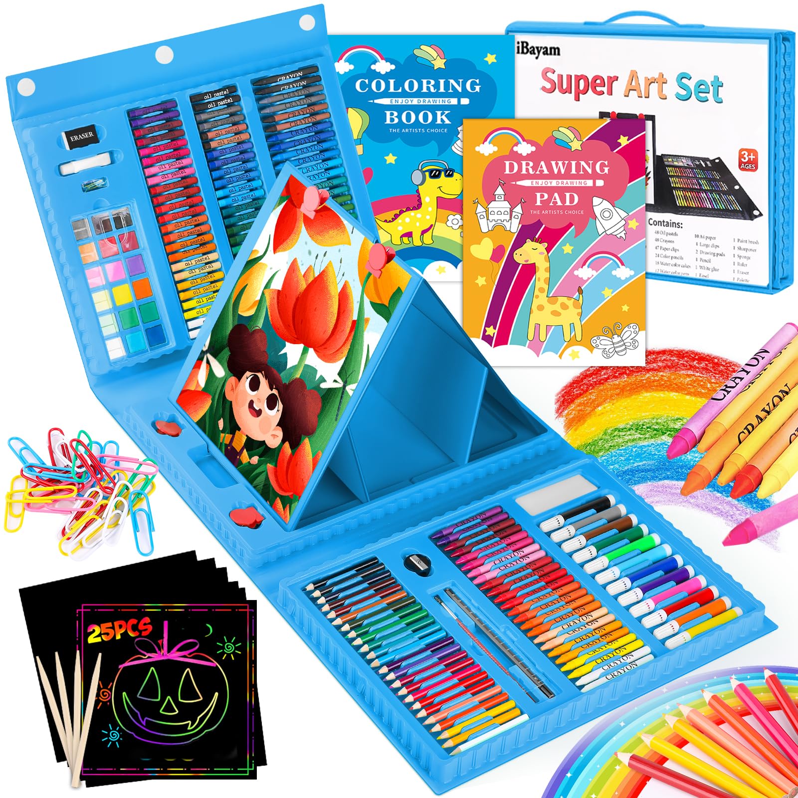 iBayam Art Supplies Set - Trifold Easel & Case -8