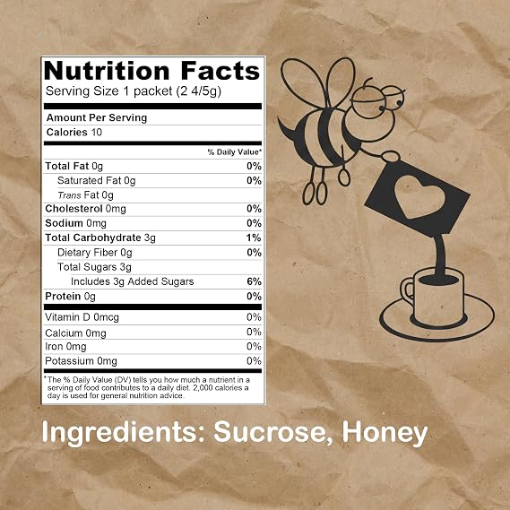Bee My Honey Pure Granulated Honey Packets Individual Honey Crystal Packets (120)