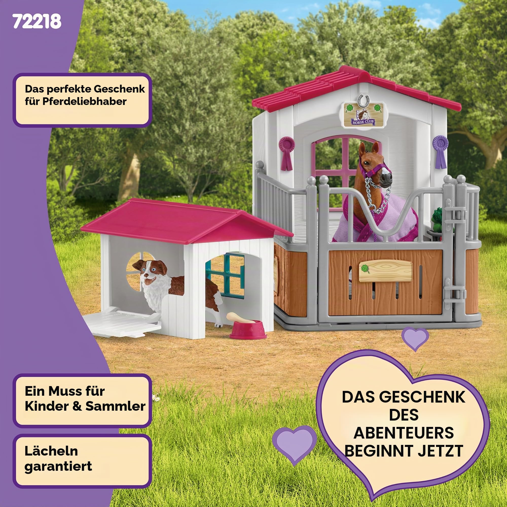 Box mit Hannoveraner Stute und Australian Shepherd, Pferdefigur und Zubehör, SCHLEICH 72218 Horse Club, ab 5 Jahren