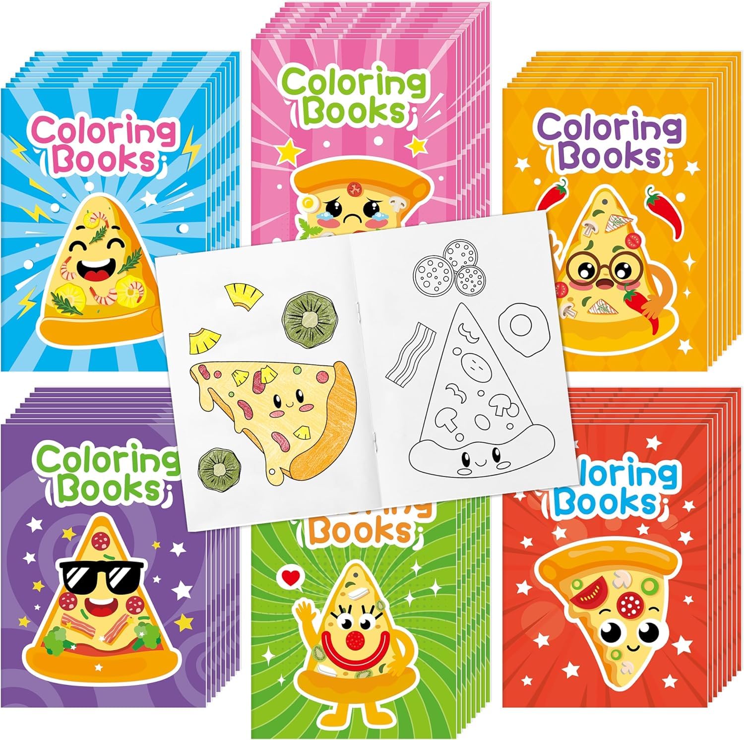 2ooya Pizza Colouring Books for Kids 24Pcs Bulk Party Favours Activity