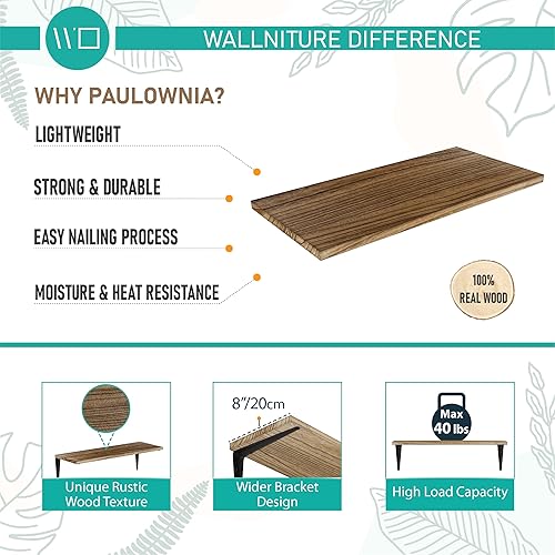 Miniatura 6 de Wallniture Arras - Estantes flotantes de 24 x 8 pulgadas para almacenamiento de pared, estantería de pared para decoración de sala de estar,