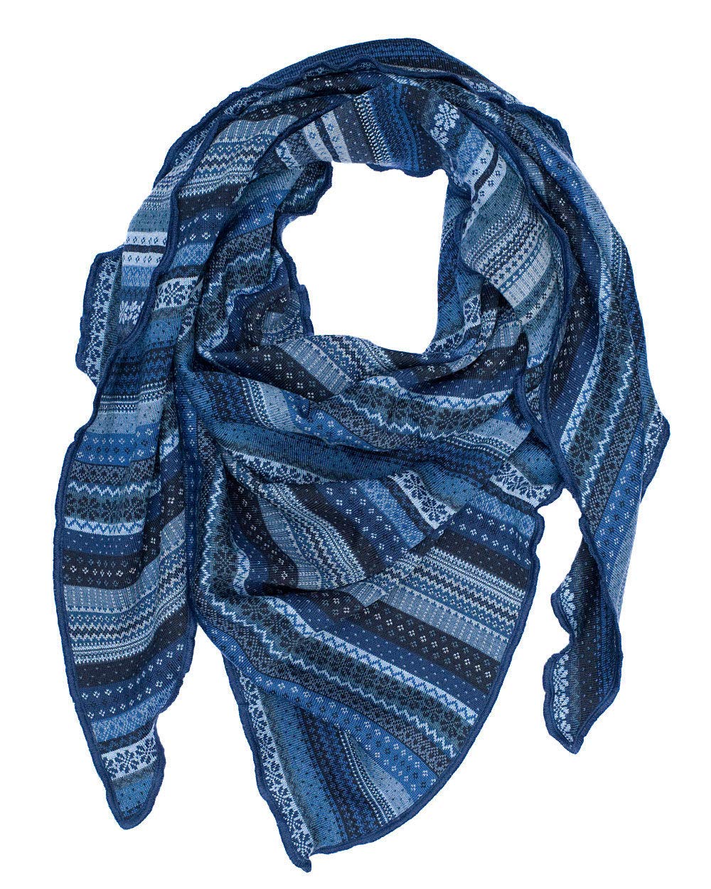 Invero, sciarpa triangolare in lana merino Tiziana, 100% lana Blu Taglia unica