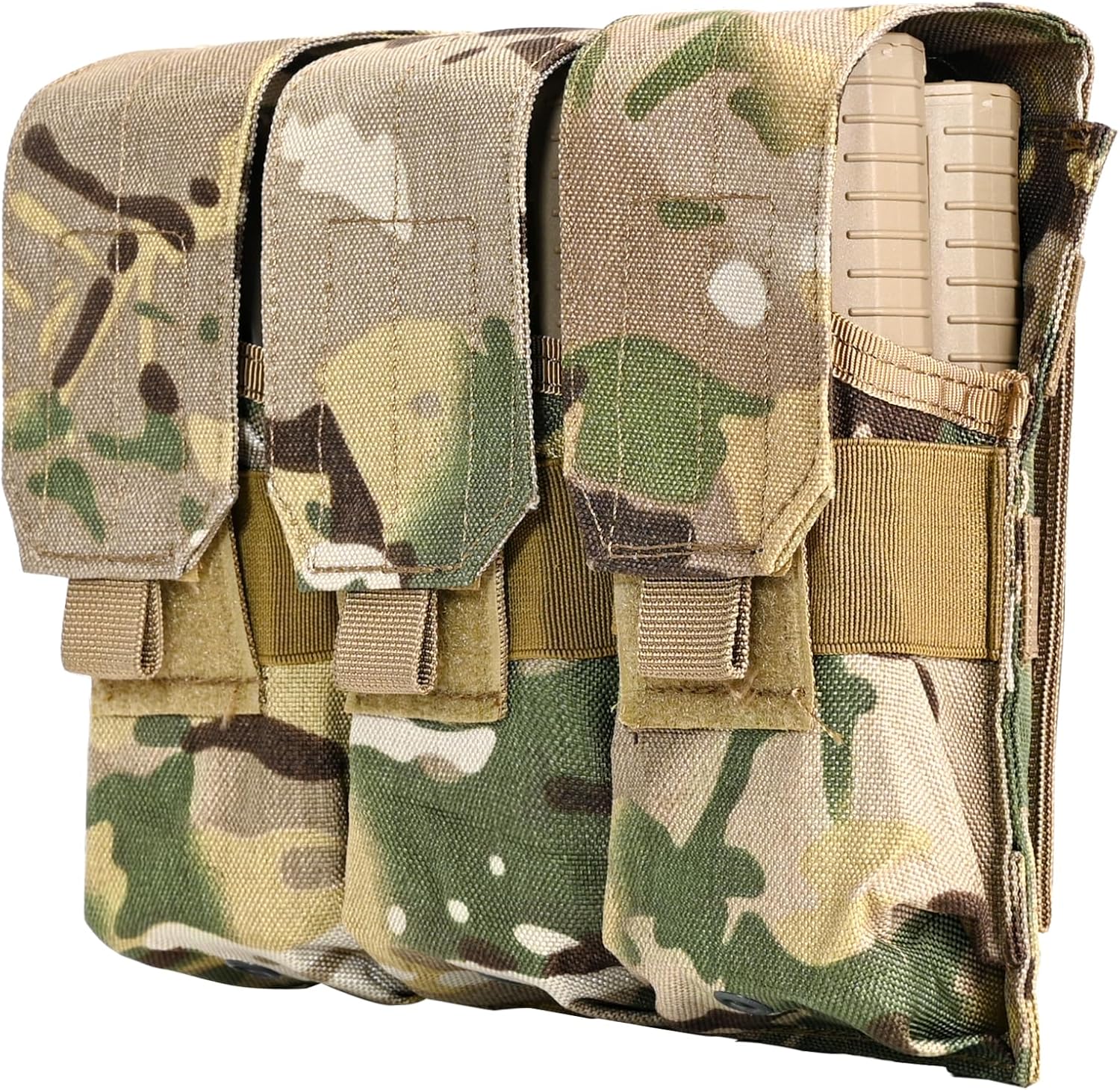 Tactical Single Double Triple Mag Pouch, Rifle Molle Mag Pouch,Flap Cover Magazine Pouch Holder,5.56 Ammo Holder Pouch,Holds 2 4 6 Single Stack Mags