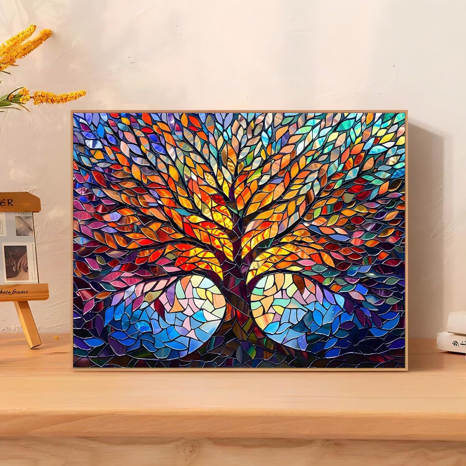 Reivworl Tree Diamond Art Kits for Adults, Glass Style Diamond Painting Kits, Gem Art Kit for Gifts and Home Interior Decor 12x16 Inch