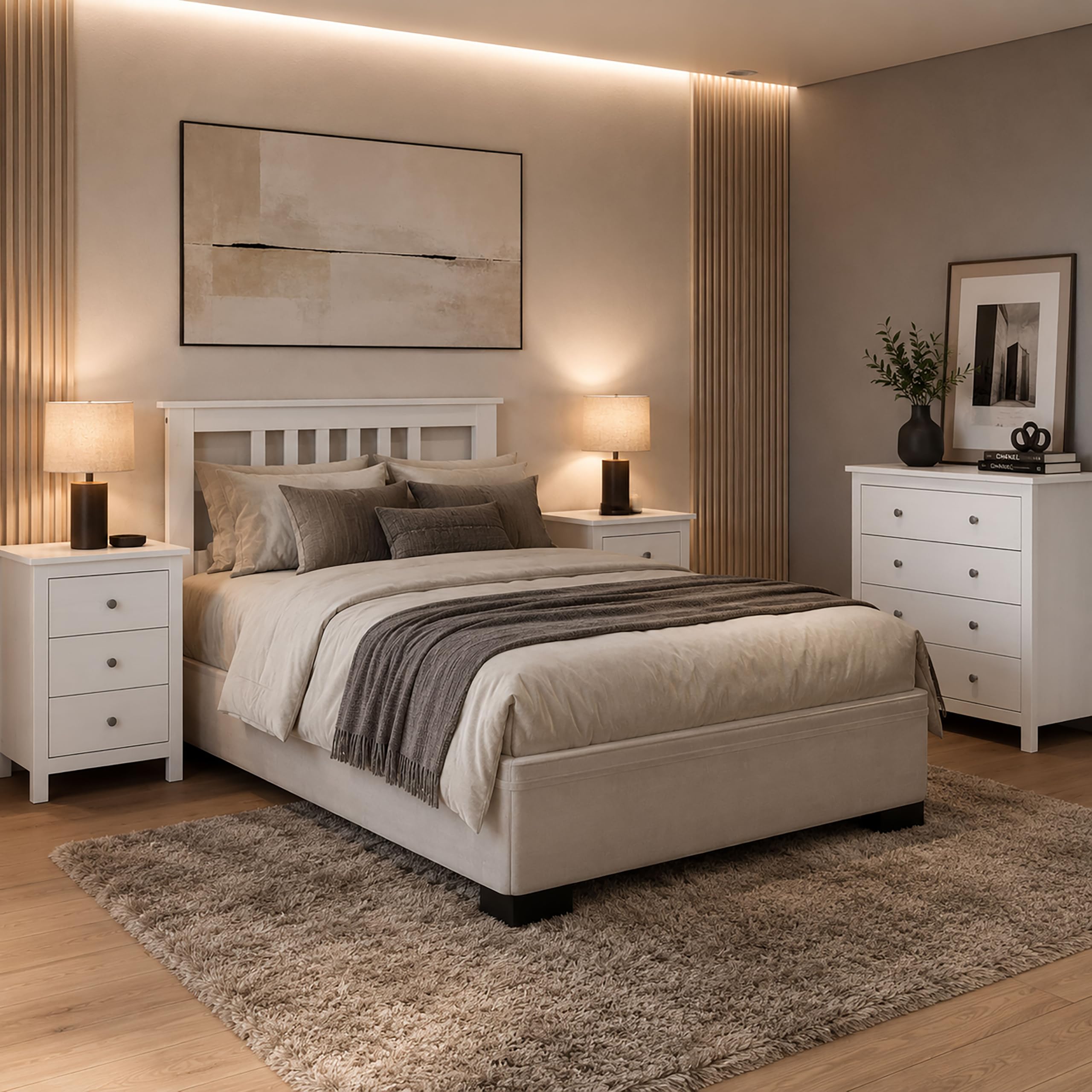 Cómoda Tabac de Madera Maciza de Pino Natural Blanco Lavado – 4 Cajones – Cajonera Dormitorio y Salón – Mueble Auxiliar de Almacenaje – 78,5x75x35 cm – Serie Alme – Robusta y Duradera