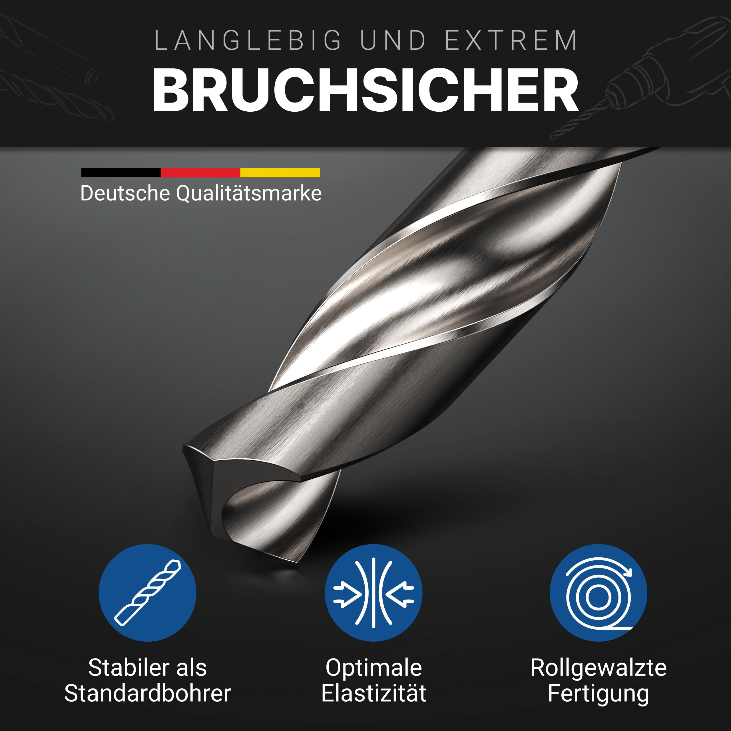 Juego de brocas para metal HSS 19 piezas, HSS-RP profesional 1-13 mm