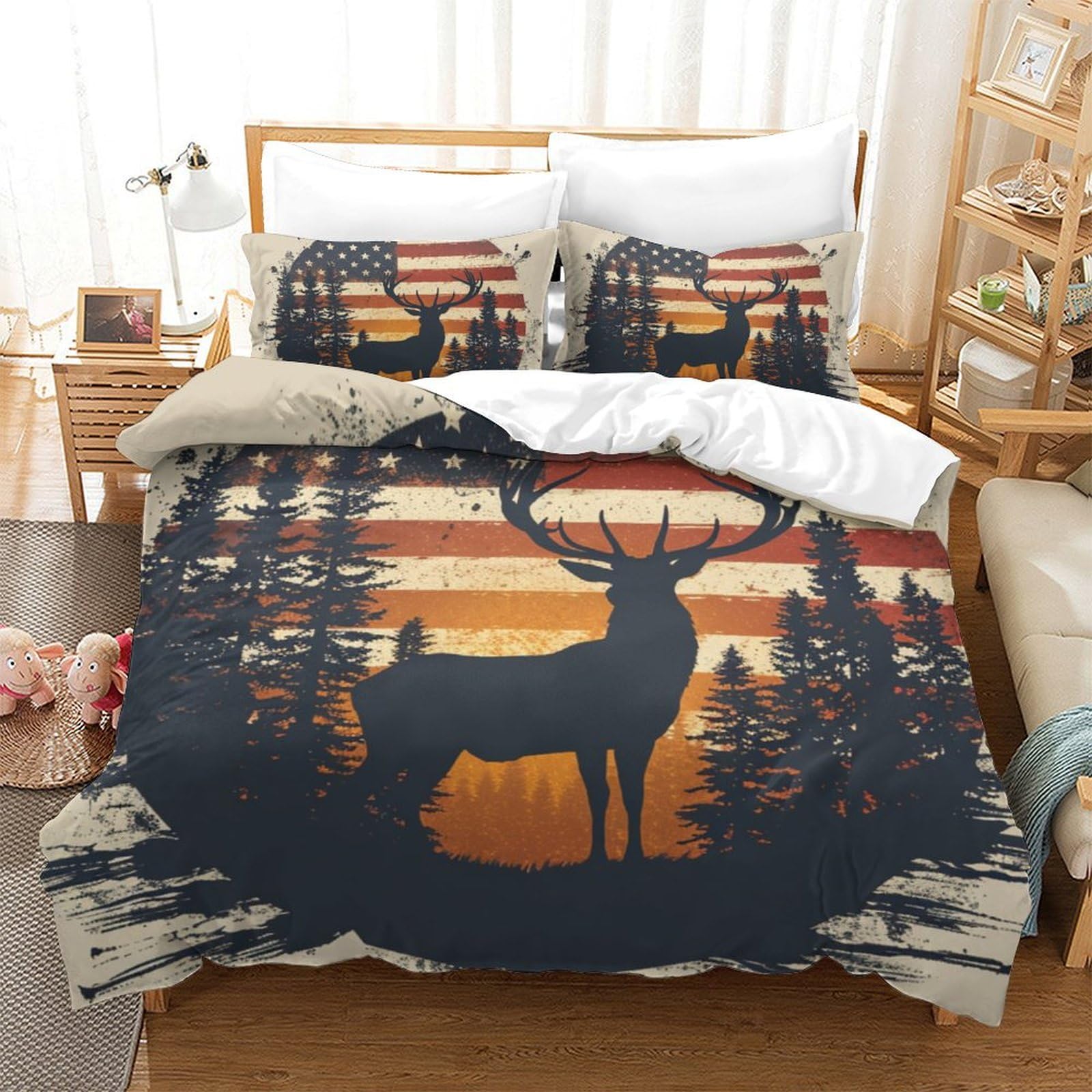 Housse de couette antibactérienne animaux de la forêt pour grand lit