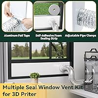 Vista 5 de Flehomo Kit de ventilación de ventana para manguera de 3 y 4 pulgadas de diámetro, incluye cubierta de ventilación con solapas de cierre automático