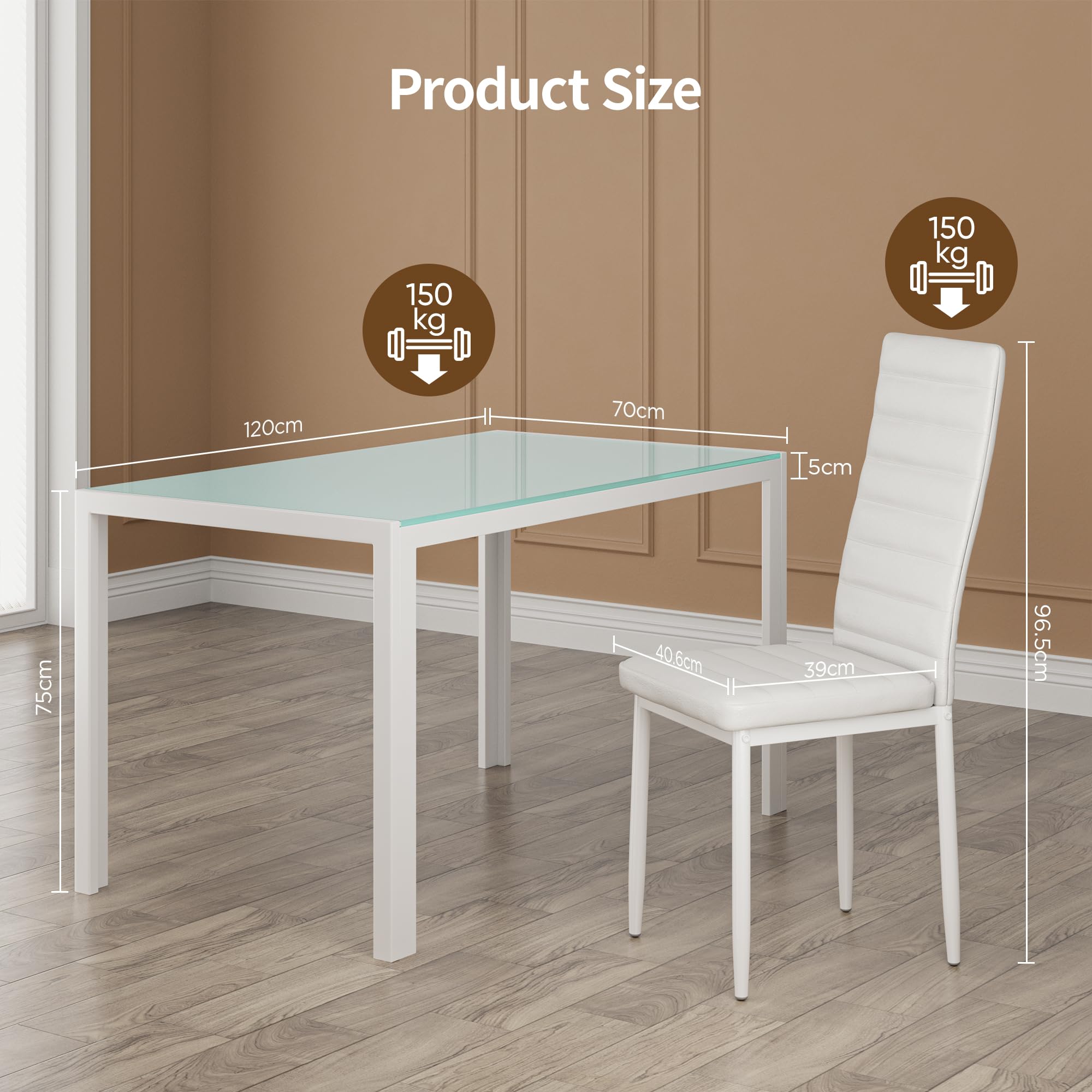 Bealife Esstisch mit 4 Stühlen Set, Esstisch und Stühle für 4 Personen, Esszimmer 6 Stühle und Tisch, Set mit Esstisch und Stühlen für Küche, Esszimmer und Wohnzimmer (Weiß, 4stühle)