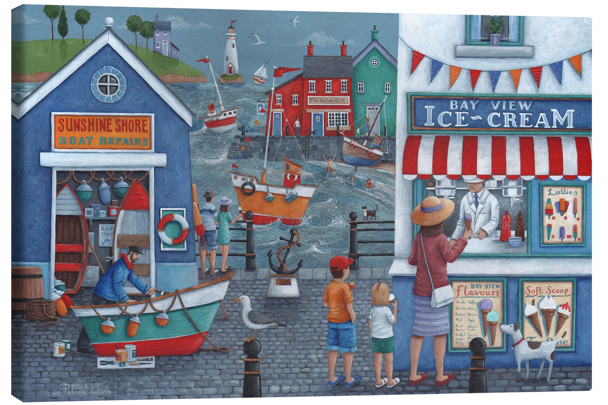 Posterlounge Seaside icecreams Canvas print by Peter Adderley 100 x 70 cm Wall art Wall decor