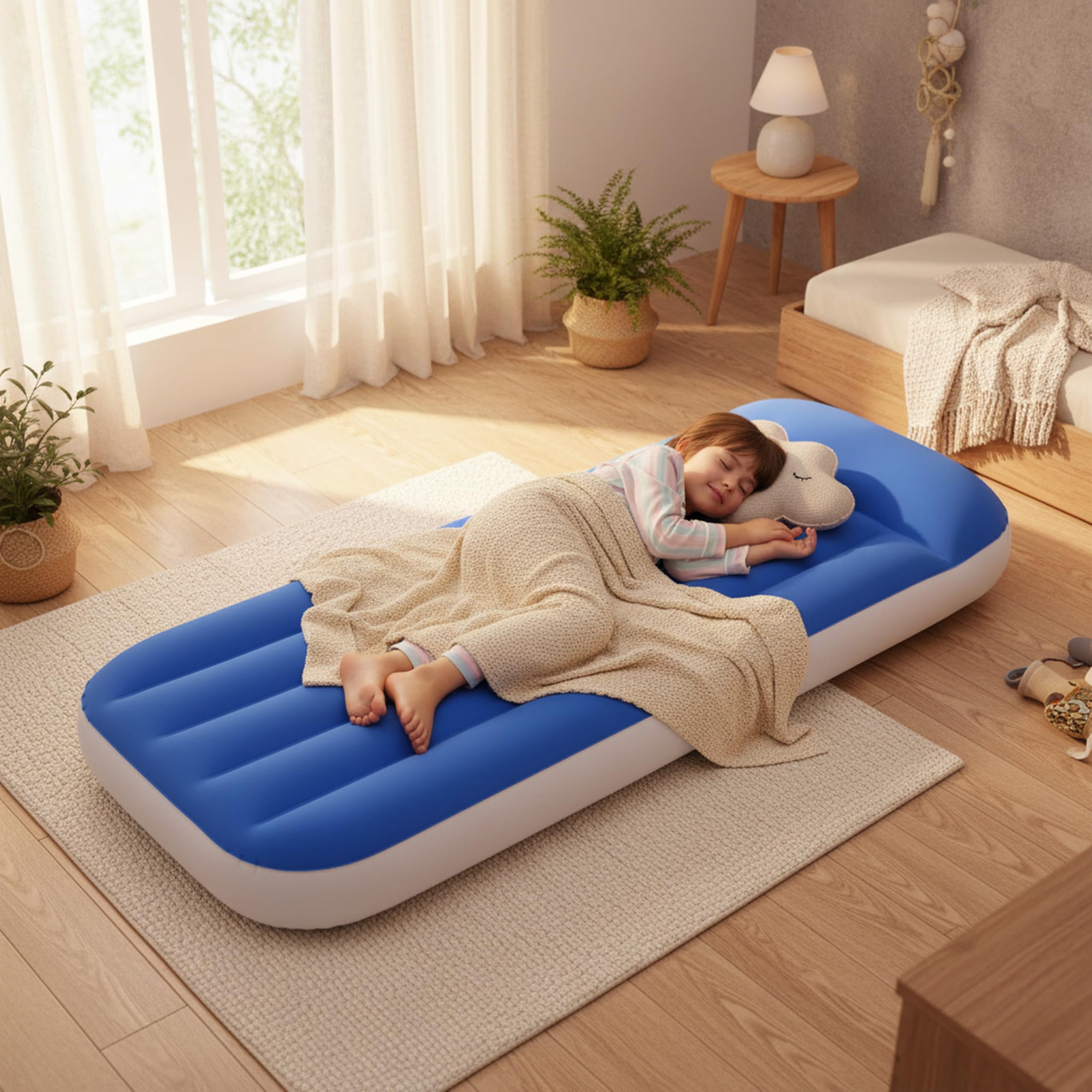 AVENLI Lit Gonflable Enfant Bleu 157x66x23 Cm – Parfait Pour Les Voyages !
