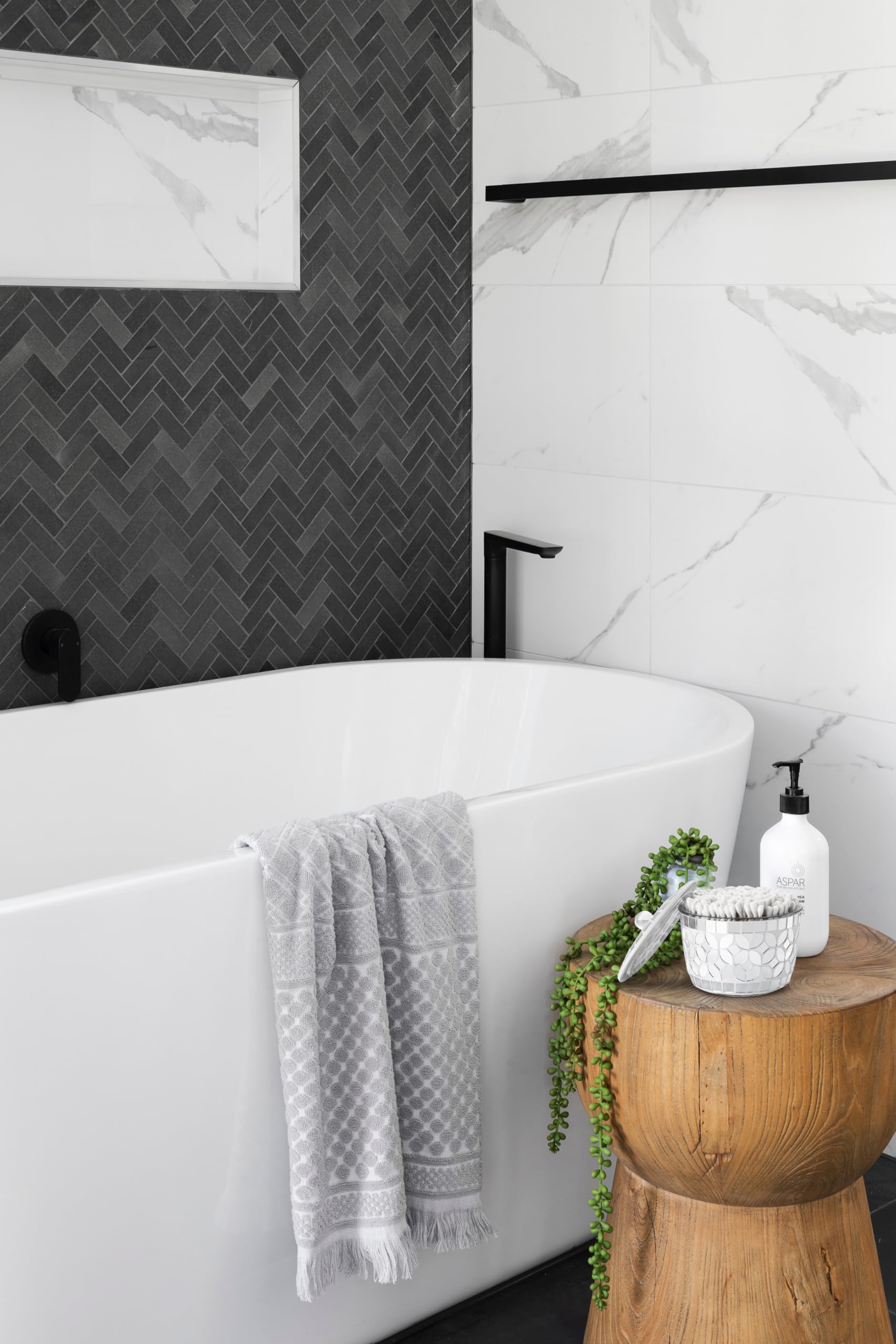 Soporte para cuarto de baño, organizador de almacenamiento para encimera, frasco, dispensador de vidrio de mosaico con tapa, para hisopos de algodón, sales de baño, banda para el pelo, bolas