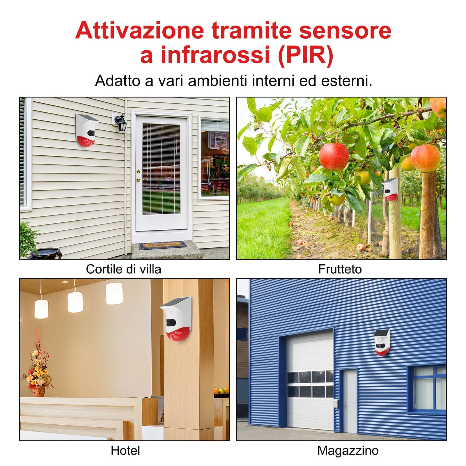 Repellente per cinghiali con chiamate vocali, allarme solare a infrarossi per esterni, impermeabile, sensore repellente per cinghiali