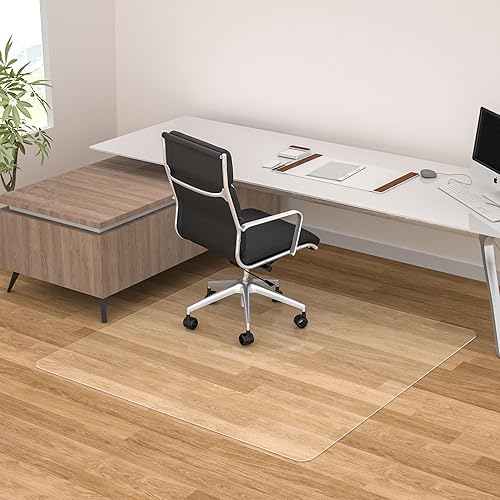 Tapete para silla para suelo de madera dura, 48 x 48 pulgadas, tapete protector de piso transparente para oficina, tapete de escritorio fácil de disponible en Yaxa Peru