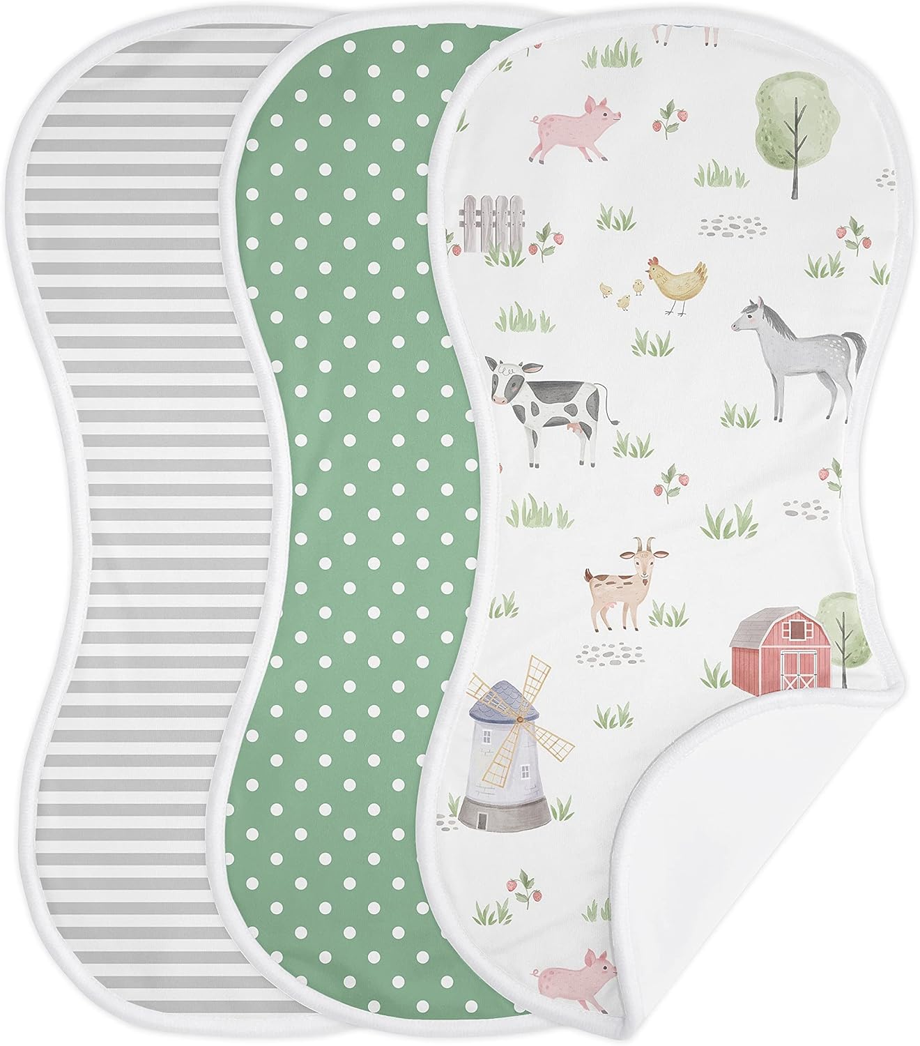 Sweet Jojo Designs Baseball Sports Baby Boy Absorbent Burp Cloths for Infant Newborn - Red and White Americana - 3 Pack Set of Dribble Drool Cloths