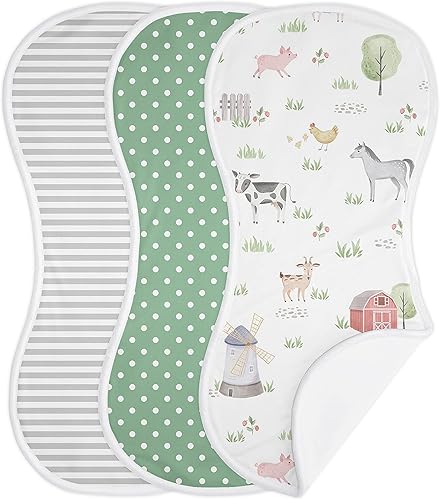 Sweet Jojo Designs Animales de granja para bebés, niños y niñas, paños absorbentes para eructos para bebés, recién nacidos, gris, rojo, negro,