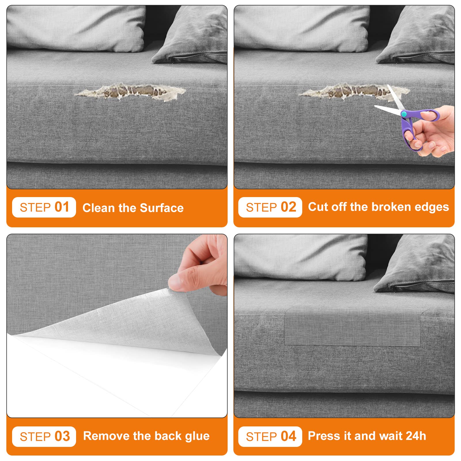 Toppe Adesive In Lino Grigio Chiaro 20x28cm - 2 Pezzi Per Riparazioni Fai Da Te - Foto 6