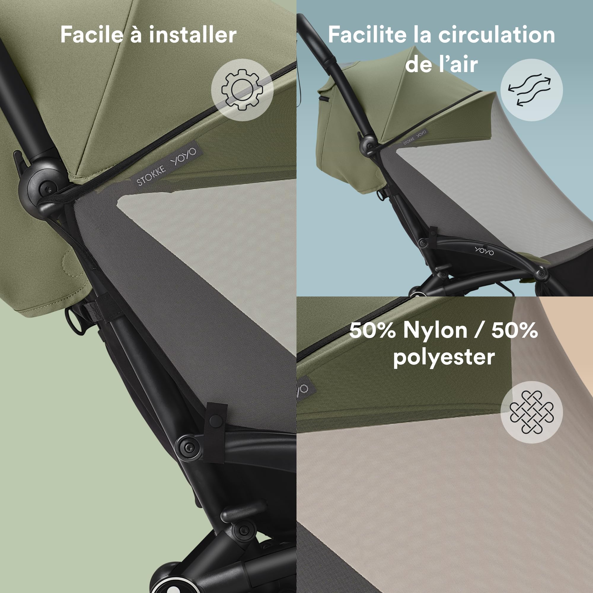 Moustiquaire Stokke YOYO Pack Couleur 6+ - Protégez Votre Enfant des Petits Insectes - Facile à Installer et à Ranger - 100% Nylon
