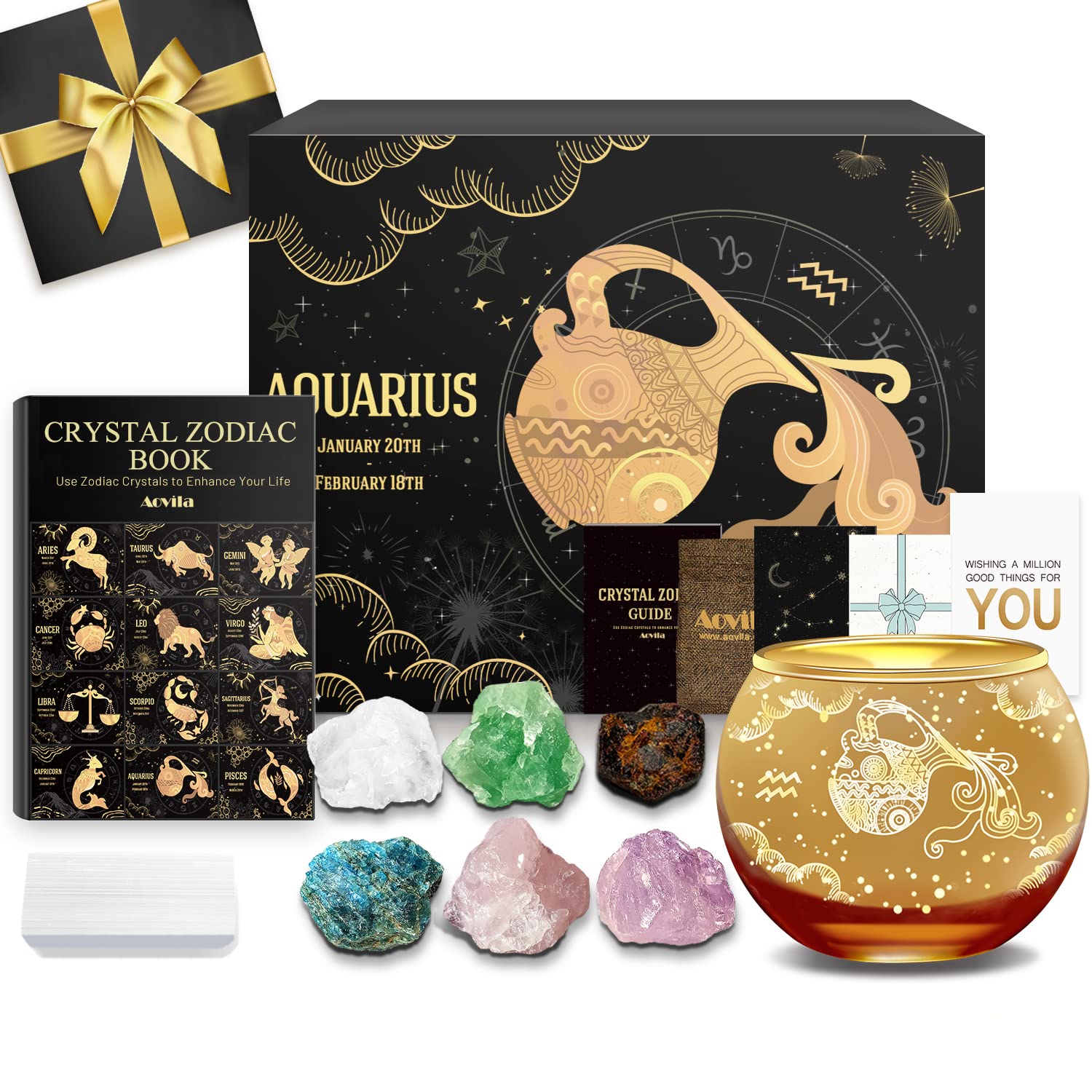 Aovila Aquarius Candle Holder Birthday Gift Box Set