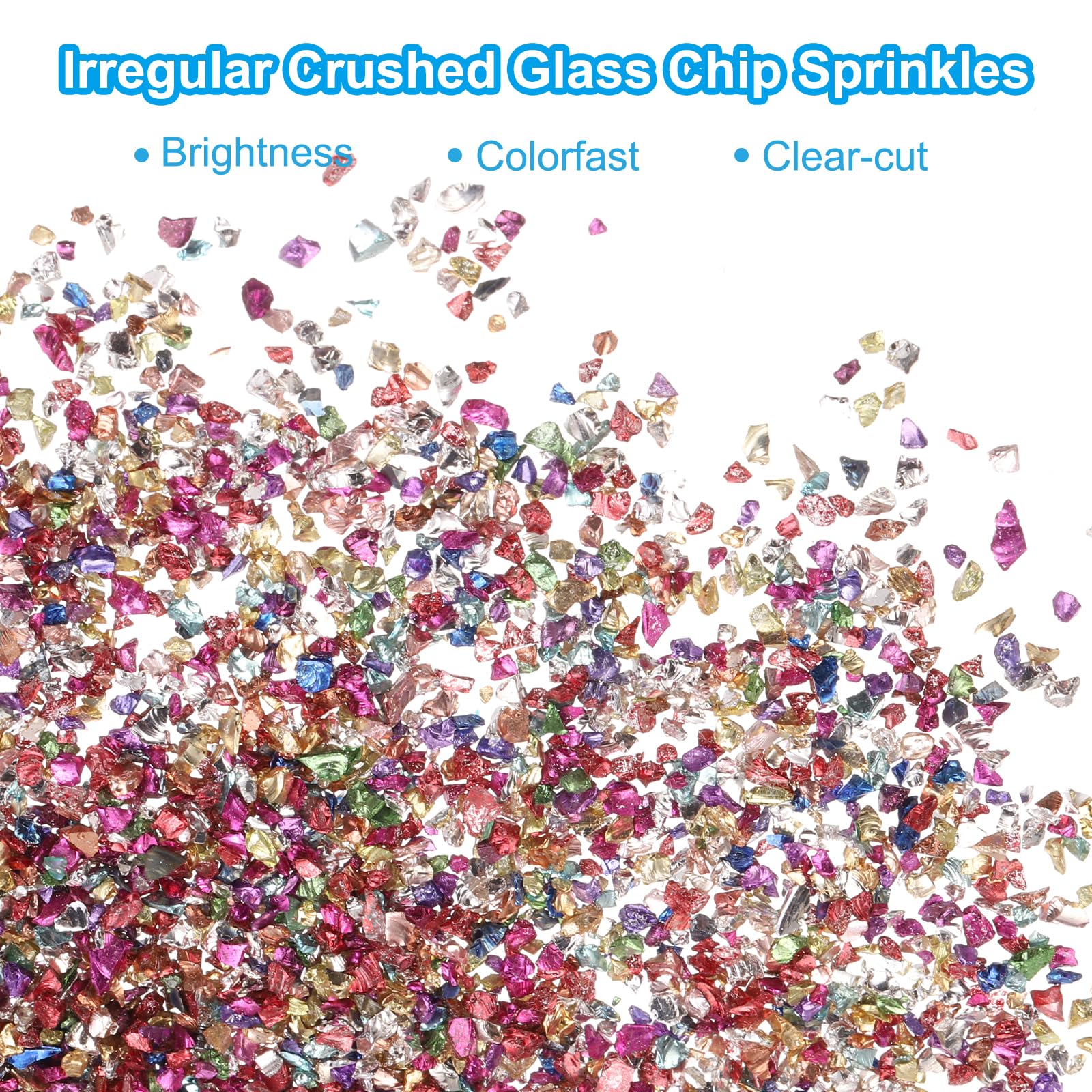 PATIKIL 200g Crushed Glass Glitters, 2-4 mm Colorful Irregular Chips, Chunky Stones for Nail Art DIY Craft Jewelry Multicolored - Image 3