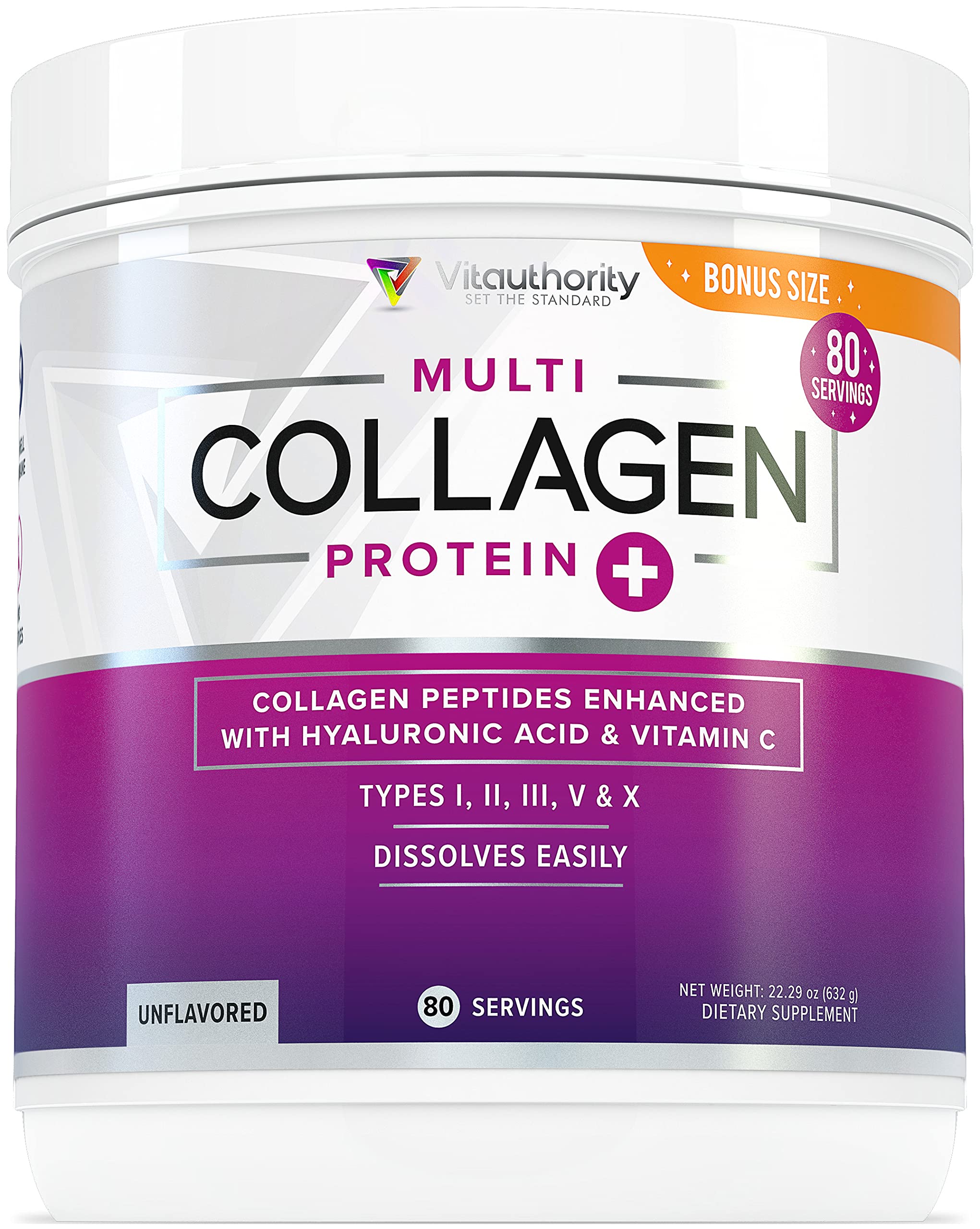 Multi Collagen Peptides Plus Hyaluronic Acid and Vitamin C, Hydrolyzed