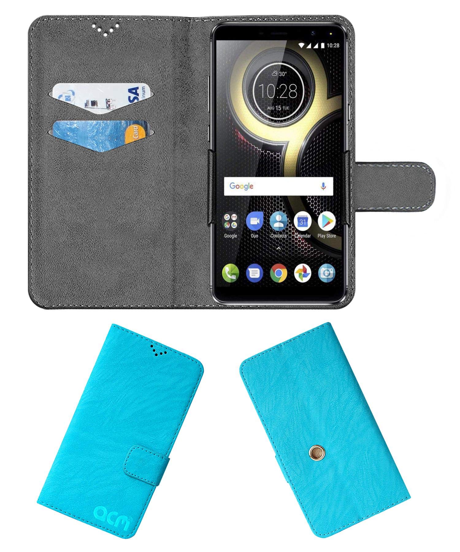 ACM Rotating Clip Flip Case Compatible with Tennzo T5 Mobile Cover Stand Sky Blue