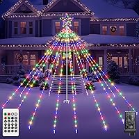 Vista 1 de Luces de árbol de Navidad para exteriores, 340 luces LED de decoración de Navidad con estrella superior, luz de Navidad impermeable IP67 con 16